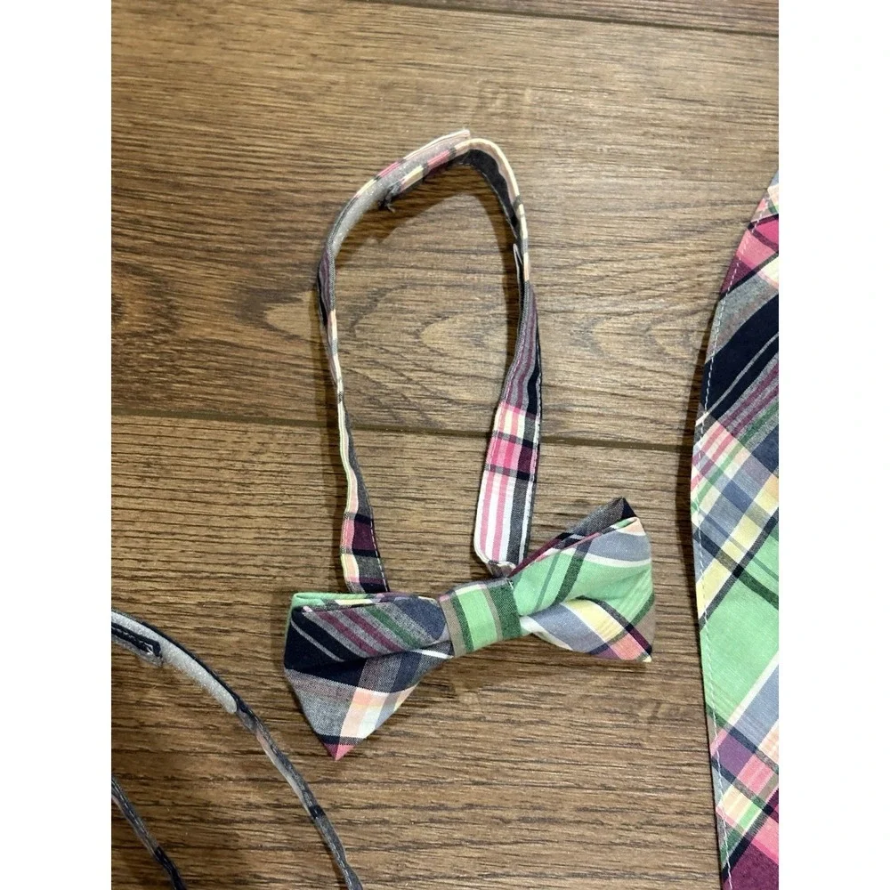 Dressed Up Gymboree Sz 6 And  Up Pink Plaid Suspenders Set Bow tie Tie Lot